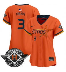 Women Houston Astros 3 Jeremy Pena Orange 2025 City Connect Limited Stitched Baseball Jersey Women Houston Astros 3 Jeremy Pena Orange 2025 City Connect Limited Stitched Baseball Jersey