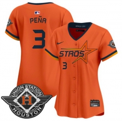 Women Houston Astros 3 Jeremy Pena Orange 2025 City Connect Limited Stitched Baseball Jersey