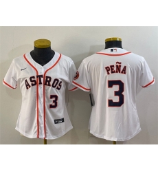 Women Houston Astros 3 Jeremy Pena White With Patch Cool Base Stitched Baseball Jersey 1 Women Houston Astros 3 Jeremy Pena White With Patch Cool Base Stitched Baseball Jersey 1