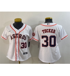 Women Houston Astros 30 Kyle Tucker White With Patch Cool Base Stitched Baseball Jerseys Women Houston Astros 30 Kyle Tucker White With Patch Cool Base Stitched Baseball Jerseys