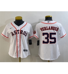 Women Houston Astros 35 Justin Verlander White With Patch Cool Base Stitched Baseball Jersey Women Houston Astros 35 Justin Verlander White With Patch Cool Base Stitched Baseball Jersey
