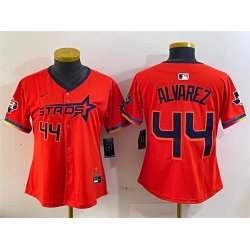 Women Houston Astros 44 Yordan Alvarez Orange 2025 City Connect With Texas Patch Limited Stitched Baseball Jersey