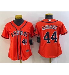 Women Houston Astros 44 Yordan Alvarez Orange With Patch Cool Base Stitched Baseball Jersey 1