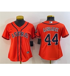 Women Houston Astros 44 Yordan Alvarez Orange With Patch Cool Base Stitched Baseball Jersey Women Houston Astros 44 Yordan Alvarez Orange With Patch Cool Base Stitched Baseball Jersey