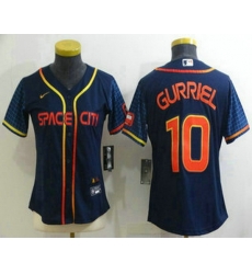 Women's Houston Astros #10 Yuli Gurriel 2022 Navy Blue City Connect Cool Base Stitched Jersey Women's Houston Astros #10 Yuli Gurriel 2022 Navy Blue City Connect Cool Base Stitched Jersey