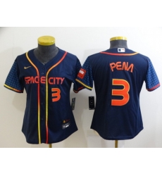 Women's Houston Astros #3 Jeremy Pena Number 2022 Navy Blue City Connect Cool Base Stitched Jersey Women's Houston Astros #3 Jeremy Pena Number 2022 Navy Blue City Connect Cool Base Stitched Jersey