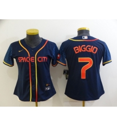 Women's Houston Astros #7 Craig Biggio 2022 Navy Blue City Connect Cool Base Stitched Jersey Women's Houston Astros #7 Craig Biggio 2022 Navy Blue City Connect Cool Base Stitched Jersey