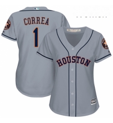 Womens Majestic Houston Astros 1 Carlos Correa Replica Grey Road Cool Base MLB Jersey Womens Majestic Houston Astros 1 Carlos Correa Replica Grey Road Cool Base MLB Jersey