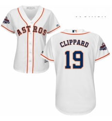 Womens Majestic Houston Astros 19 Tyler Clippard Replica White Home 2017 World Series Champions Cool Base MLB Jersey Womens Majestic Houston Astros 19 Tyler Clippard Replica White Home 2017 World Series Champions Cool Base MLB Jersey