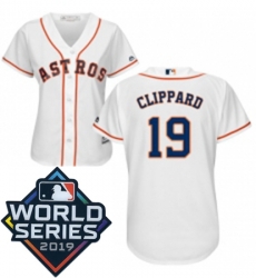 Womens Majestic Houston Astros 19 Tyler Clippard White Home Cool Base Sitched 2019 World Series Patch jersey Womens Majestic Houston Astros 19 Tyler Clippard White Home Cool Base Sitched 2019 World Series Patch jersey