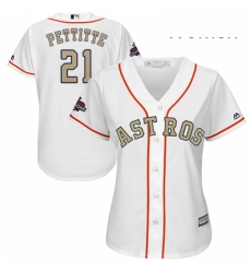 Womens Majestic Houston Astros 21 Andy Pettitte Authentic White 2018 Gold Program Cool Base MLB Jersey Womens Majestic Houston Astros 21 Andy Pettitte Authentic White 2018 Gold Program Cool Base MLB Jersey