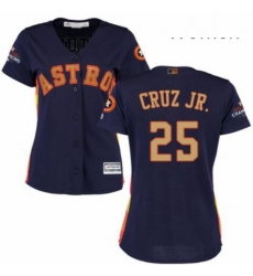 Womens Majestic Houston Astros 25 Jose Cruz Jr Authentic Navy Blue Alternate 2018 Gold Program Cool Base MLB Jersey Womens Majestic Houston Astros 25 Jose Cruz Jr Authentic Navy Blue Alternate 2018 Gold Program Cool Base MLB Jersey