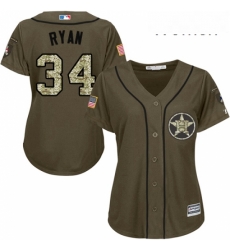 Womens Majestic Houston Astros 34 Nolan Ryan Authentic Green Salute to Service MLB Jersey Womens Majestic Houston Astros 34 Nolan Ryan Authentic Green Salute to Service MLB Jersey