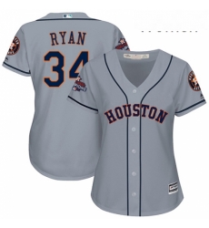 Womens Majestic Houston Astros 34 Nolan Ryan Replica Grey Road 2017 World Series Champions Cool Base MLB Jersey Womens Majestic Houston Astros 34 Nolan Ryan Replica Grey Road 2017 World Series Champions Cool Base MLB Jersey