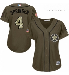 Womens Majestic Houston Astros 4 George Springer Authentic Green Salute to Service MLB Jersey Womens Majestic Houston Astros 4 George Springer Authentic Green Salute to Service MLB Jersey