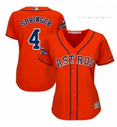 Womens Majestic Houston Astros 4 George Springer Authentic Orange Alternate 2017 World Series Champions Cool Base MLB Jersey Womens Majestic Houston Astros 4 George Springer Authentic Orange Alternate 2017 World Series Champions Cool Base MLB Jersey