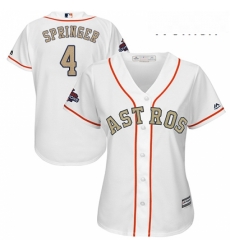 Womens Majestic Houston Astros 4 George Springer Authentic White 2018 Gold Program Cool Base MLB Jersey Womens Majestic Houston Astros 4 George Springer Authentic White 2018 Gold Program Cool Base MLB Jersey