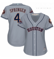 Womens Majestic Houston Astros 4 George Springer Replica Grey Road 2017 World Series Champions Cool Base MLB Jersey Womens Majestic Houston Astros 4 George Springer Replica Grey Road 2017 World Series Champions Cool Base MLB Jersey