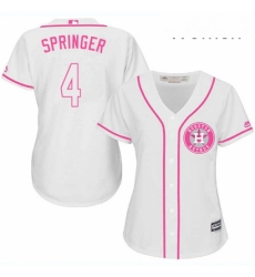 Womens Majestic Houston Astros 4 George Springer Replica White Fashion Cool Base MLB Jersey Womens Majestic Houston Astros 4 George Springer Replica White Fashion Cool Base MLB Jersey