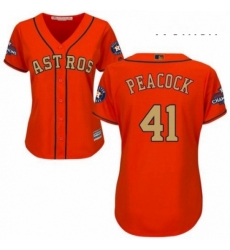 Womens Majestic Houston Astros 41 Brad Peacock Authentic Orange Alternate 2018 Gold Program Cool Base MLB Jersey Womens Majestic Houston Astros 41 Brad Peacock Authentic Orange Alternate 2018 Gold Program Cool Base MLB Jersey