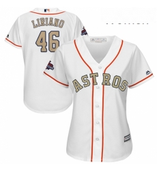 Womens Majestic Houston Astros 46 Francisco Liriano Authentic White 2018 Gold Program Cool Base MLB Jersey Womens Majestic Houston Astros 46 Francisco Liriano Authentic White 2018 Gold Program Cool Base MLB Jersey