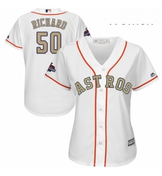 Womens Majestic Houston Astros 50 JR Richard Authentic White 2018 Gold Program Cool Base MLB Jersey Womens Majestic Houston Astros 50 JR Richard Authentic White 2018 Gold Program Cool Base MLB Jersey