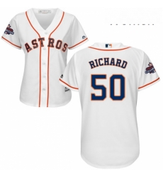 Womens Majestic Houston Astros 50 JR Richard Replica White Home 2017 World Series Champions Cool Base MLB Jersey Womens Majestic Houston Astros 50 JR Richard Replica White Home 2017 World Series Champions Cool Base MLB Jersey