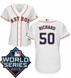 Womens Majestic Houston Astros 50 JR Richard White Home Cool Base Sitched 2019 World Series Patch Jersey Womens Majestic Houston Astros 50 JR Richard White Home Cool Base Sitched 2019 World Series Patch Jersey