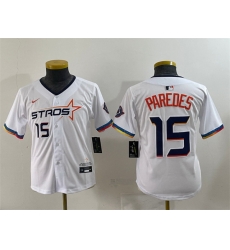 Youth Houston Astros 15 Isaac Paredes White 2025 City Connect Limited Stitched Baseball Jersey Youth Houston Astros 15 Isaac Paredes White 2025 City Connect Limited Stitched Baseball Jersey