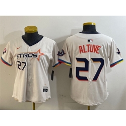 Youth Houston Astros 27 Jose Altuve Cream 2025 City Connect With Texas Patch Limited Stitched Baseball Jersey