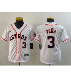 Youth Houston Astros 3 Jeremy Pena White With Patch Cool Base Stitched JerseyS Youth Houston Astros 3 Jeremy Pena White With Patch Cool Base Stitched JerseyS
