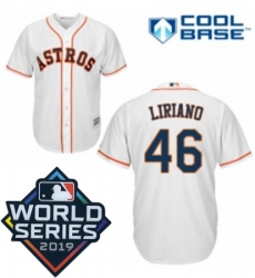 Youth Majestic Houston Astros 46 Francisco Liriano White Home Cool Base Sitched 2019 World Series Patch jersey Youth Majestic Houston Astros 46 Francisco Liriano White Home Cool Base Sitched 2019 World Series Patch jersey