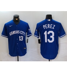 Men Kansas City Royals 13 Salvador Perez Royal Cool Base Stitched Jersey 2 Men Kansas City Royals 13 Salvador Perez Royal Cool Base Stitched Jersey 2