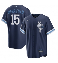 Men Kansas City Royals 15 Whit Merrifield 2022 Navy City Connect Cool Base Stitched jersey Men Kansas City Royals 15 Whit Merrifield 2022 Navy City Connect Cool Base Stitched jersey