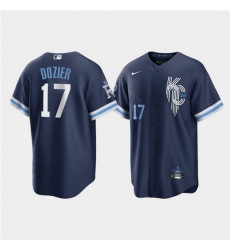 Men Kansas City Royals 17 Hunter Dozier 2022 Navy City Connect Cool Base Stitched Jerse Men Kansas City Royals 17 Hunter Dozier 2022 Navy City Connect Cool Base Stitched Jerse