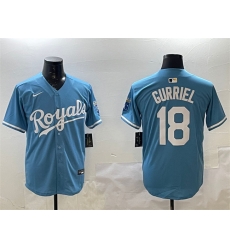 Men Kansas City Royals 18 Yuli Gurriel Blue Cool Base Stitched Baseball Jersey Men Kansas City Royals 18 Yuli Gurriel Blue Cool Base Stitched Baseball Jersey