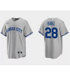 Men Kansas City Royals 28 Kyle Isbel Grey Cool Base Stitched Baseball Jersey Men Kansas City Royals 28 Kyle Isbel Grey Cool Base Stitched Baseball Jersey