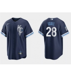 Men Kansas City Royals 28 Kyle Isbel Navy City Connect Cool Base Stitched Baseball Jersey Men Kansas City Royals 28 Kyle Isbel Navy City Connect Cool Base Stitched Baseball Jersey