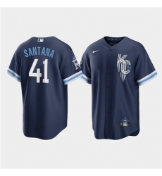Men Kansas City Royals 41 Carlos Santana 2022 Navy City Connect Cool Base Stitched jersey Men Kansas City Royals 41 Carlos Santana 2022 Navy City Connect Cool Base Stitched jersey
