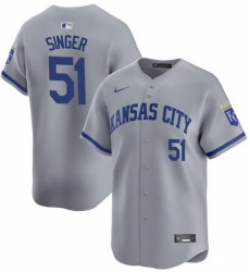 Men Kansas City Royals 51 Brady Singer Grey Away Limited Stitched Baseball Jersey Men Kansas City Royals 51 Brady Singer Grey Away Limited Stitched Baseball Jersey