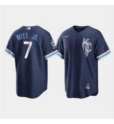 Men Kansas City Royals 7 Bobby Witt Jr 2022 Navy City Connect Cool Base Stitched jersey Men Kansas City Royals 7 Bobby Witt Jr 2022 Navy City Connect Cool Base Stitched jersey