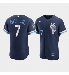 Men Kansas City Royals 7 Bobby Witt Jr 2022 Navy City Connect Flex Base Stitched MLB jersey Men Kansas City Royals 7 Bobby Witt Jr 2022 Navy City Connect Flex Base Stitched MLB jersey