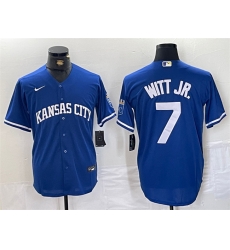 Men Kansas City Royals 7 Bobby Witt Jr Royal Cool Base Stitched Baseball Jersey Men Kansas City Royals 7 Bobby Witt Jr Royal Cool Base Stitched Baseball Jersey