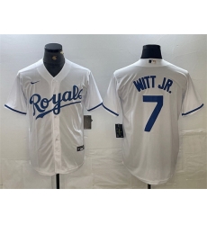Men Kansas City Royals 7 Bobby Witt Jr White Cool Base Stitched Baseball Jersey Men Kansas City Royals 7 Bobby Witt Jr White Cool Base Stitched Baseball Jersey
