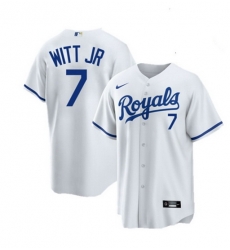 Men Kansas City Royals 7 Bobby Witt Jr White Cool Base Stitched jersey Men Kansas City Royals 7 Bobby Witt Jr White Cool Base Stitched jersey
