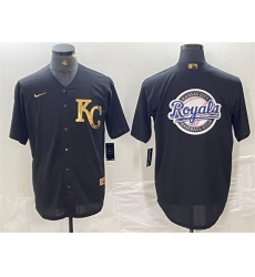 Men Kansas City Royals Black Team Big Logo Cool Base Stitched Jersey 1 Men Kansas City Royals Black Team Big Logo Cool Base Stitched Jersey 1