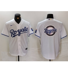 Men Kansas City Royals White Team Big Logo Cool Base Stitched Jersey 1 Men Kansas City Royals White Team Big Logo Cool Base Stitched Jersey 1