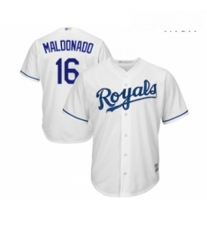 Mens Kansas City Royals 16 Martin Maldonado Replica White Home Cool Base Baseball Jersey Mens Kansas City Royals 16 Martin Maldonado Replica White Home Cool Base Baseball Jersey