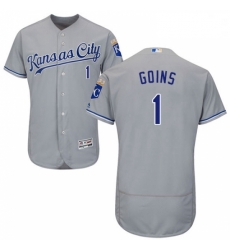 Mens Majestic Kansas City Royals 1 Ryan Goins Grey Road Flex Base Authentic Collection MLB Jersey Mens Majestic Kansas City Royals 1 Ryan Goins Grey Road Flex Base Authentic Collection MLB Jersey