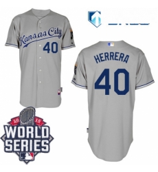 Mens Majestic Kansas City Royals 40 Kelvin Herrera Authentic Grey Road Cool Base 2015 World Series Patch MLB Jersey Mens Majestic Kansas City Royals 40 Kelvin Herrera Authentic Grey Road Cool Base 2015 World Series Patch MLB Jersey